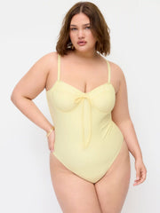 Sweetheart Tie Front One-piece Swimsuit With Floral Sarong Curve & Plus