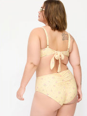 Reversible V-neck Floral & Polka Dot Ruched Bracelet Bikini Set Curve & Plus