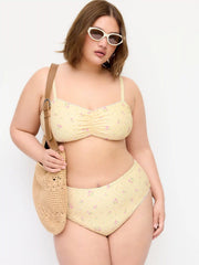 Reversible V-neck Floral & Polka Dot Ruched Bracelet Bikini Set Curve & Plus