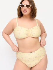 Reversible V-neck Floral & Polka Dot Ruched Bracelet Bikini Set Curve & Plus