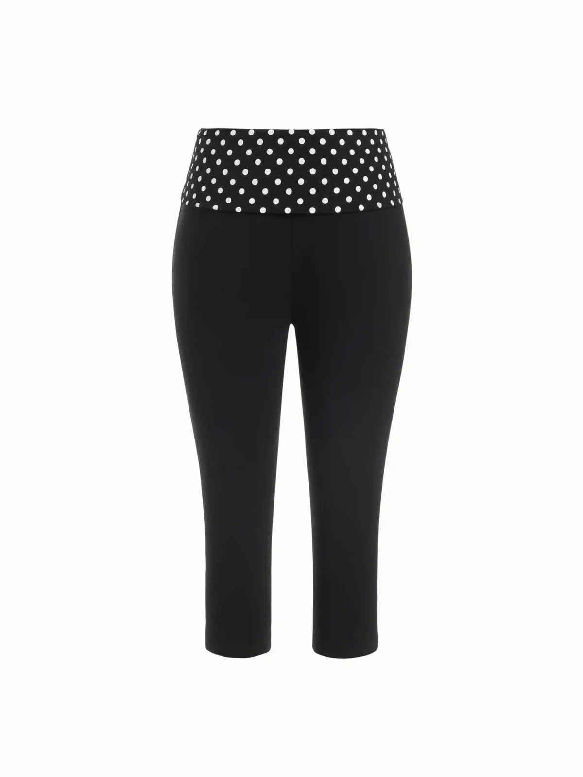 Cotton-blend Low Rise Polka Dot Fold Over Tapered Capri Trousers