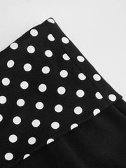 Cotton-blend Low Rise Polka Dot Fold Over Tapered Capri Trousers