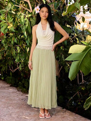 Chiffon Mid Rise Flared Maxi Skirt