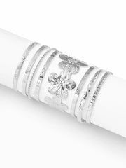 8 PCS TWISTED & TEXTURED & FLORAL BRACELET SET