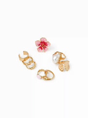 8PCS FLOWER & GEMSTONE RING SET