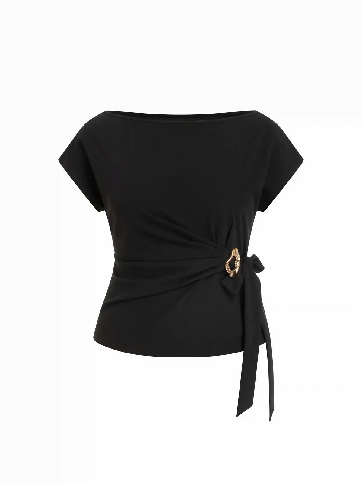 Twist Knot Short Sleeve Metal Detail Tee Curve & Plus
