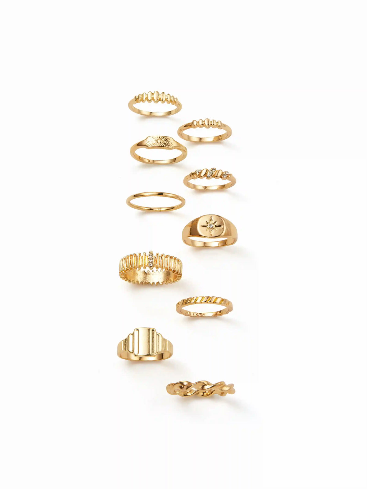 10PCS RHINESTONE DECOR RING SET