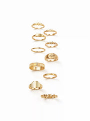 10PCS RHINESTONE DECOR RING SET