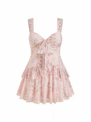 Lace Floral Sweetheart Tiered Mini Dress Curve & Plus