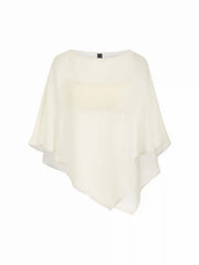 Sheer Lace Asymmetrical Poncho Top Two-Piece Set