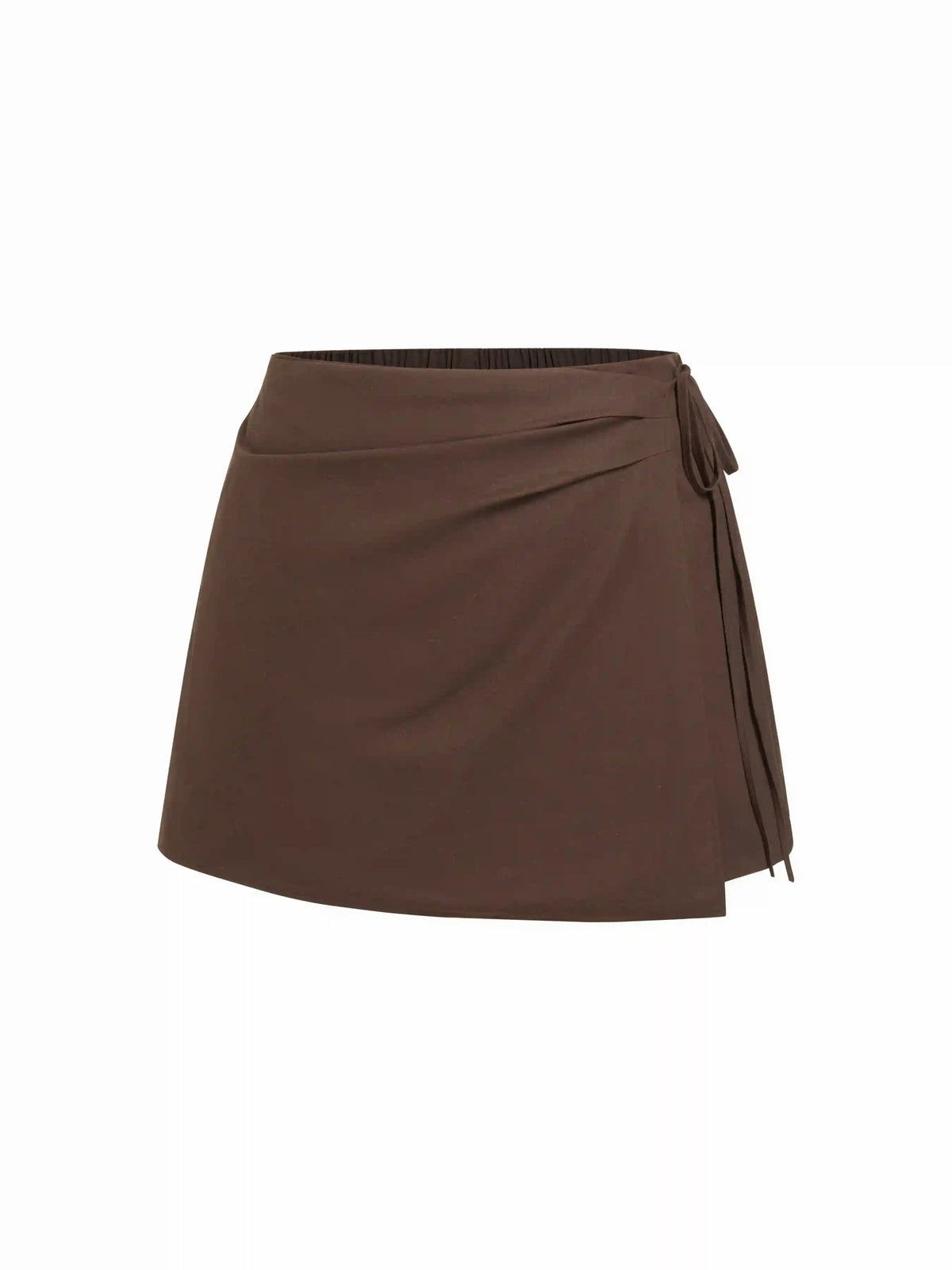 Linen-blend Wrap Front A-line Split Mini Skort Curve & Plus