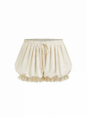 Lace Trim Bubble Hem Mid Rise Bloomer Shorts Curve & Plus