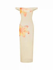 Floral Square Neck Sheer Cover Up Dress