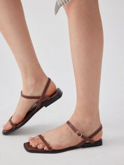 ADJUSTABLE STRAP SQUARE TOE SANDALS