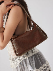 STUDDED FAUX LEATHER SHOULDER BAG