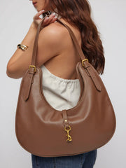 FAUX LEATHER BUCKLE SHOULDER BAG