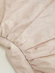 Cotton Gingham Asymmetrical Neck Drawstring Ruched Cami Blouse