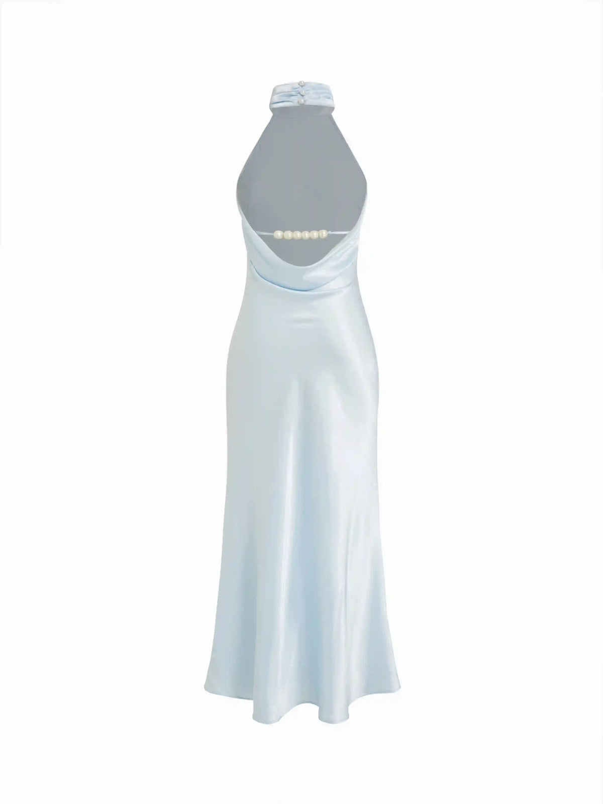 Satin Halter Neckline Backless Mermaid Maxi Mermaid Dress