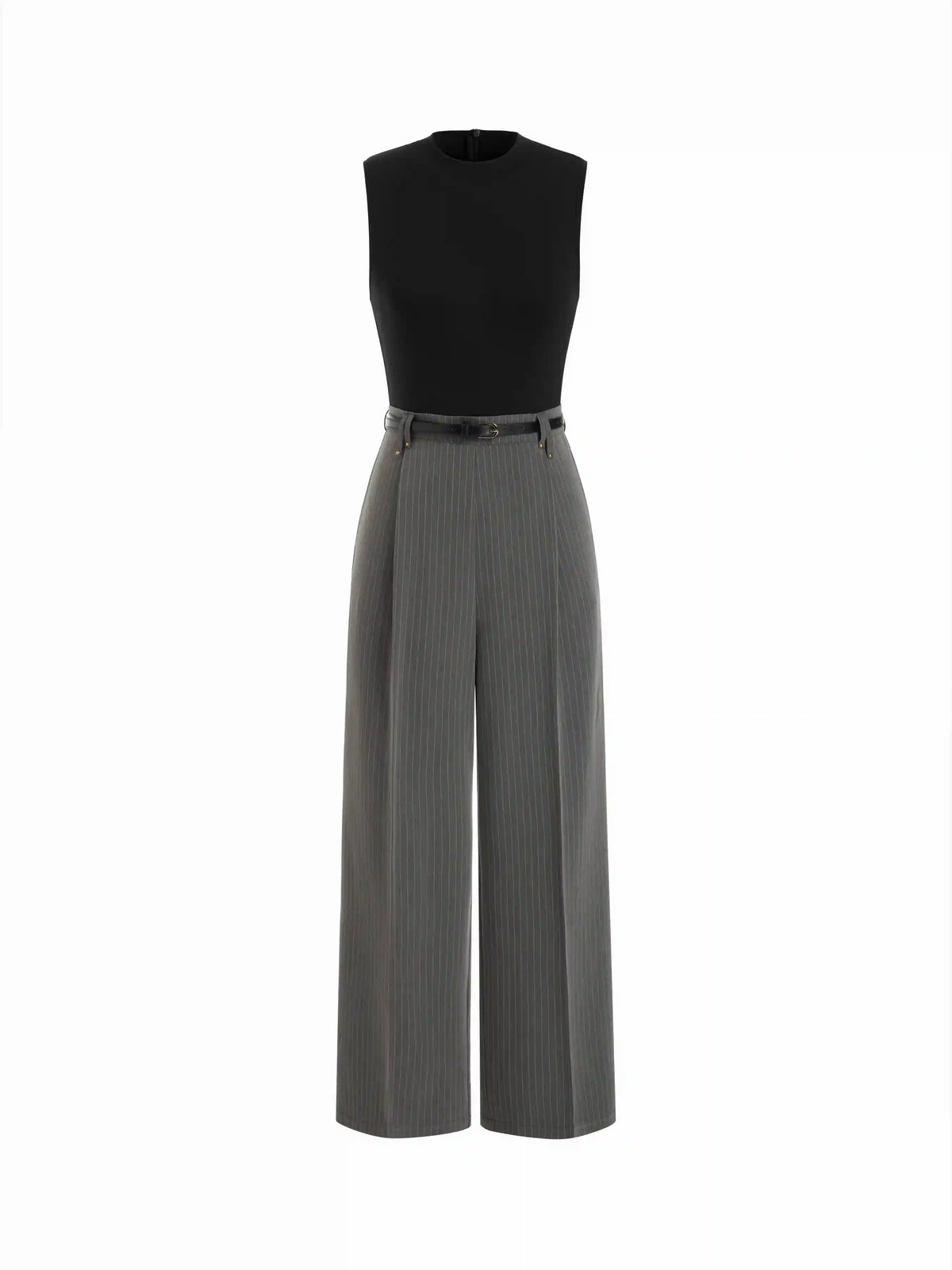 High Neck Sleeveless Jumpsuit with Belt