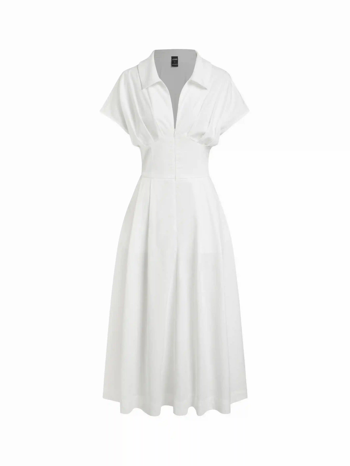 Short Sleeve Draped Pocket Flared Maxi Dress