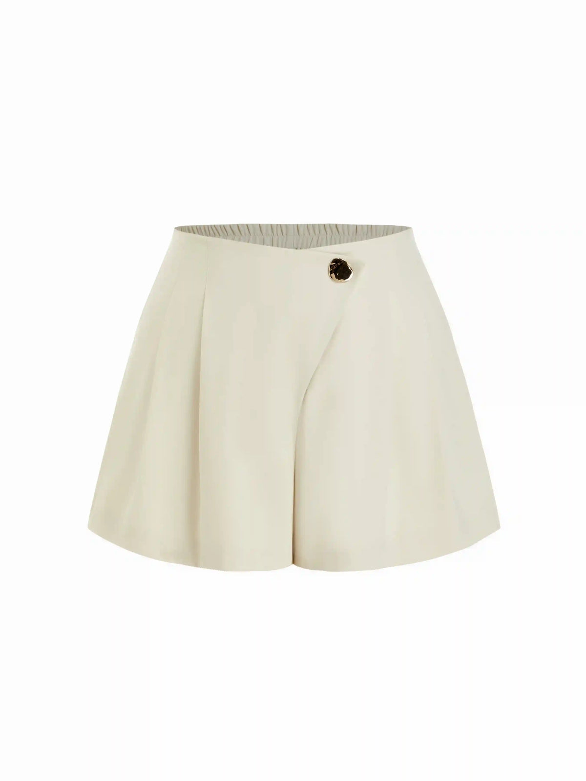 Mid Rise Asymmetrical Metal Detail Pleated Shorts Curve & Plus