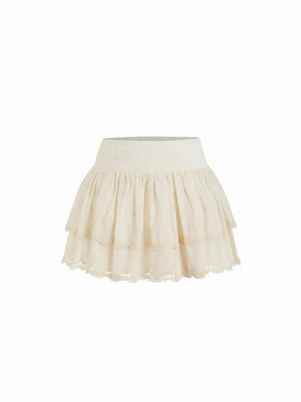 Cotton-blend Low Rise Textured Layered Ruched Mini Skort