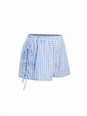 Cotton-blend Mid Rise Gingham Drawstring Shorts Curve & Plus