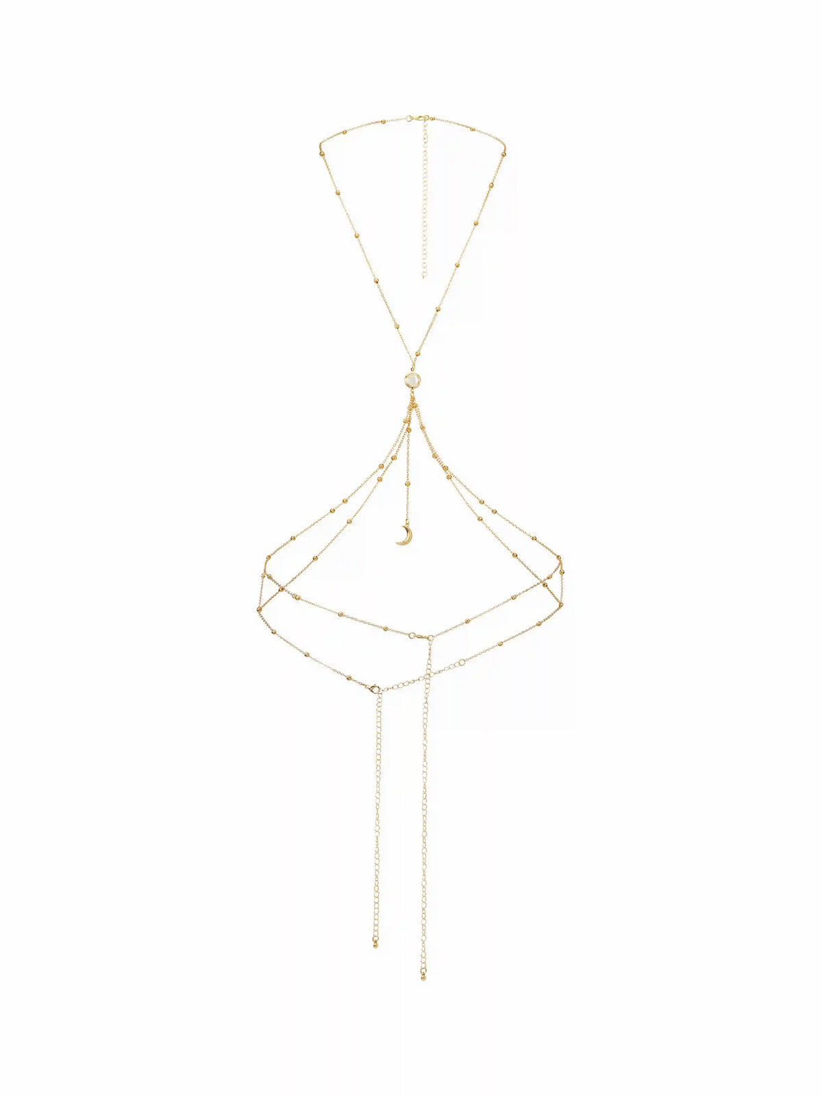 MOON & FAUX PEARL BODY CHAIN
