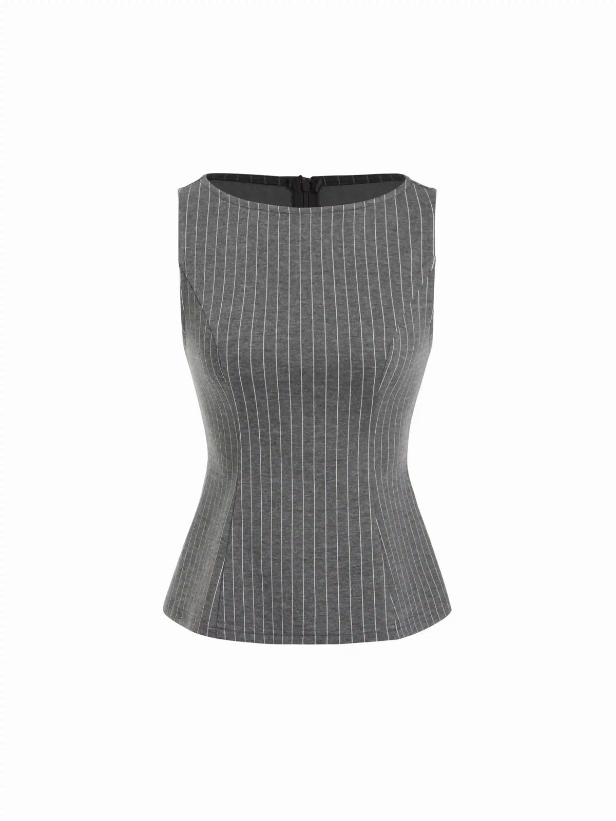 Stripe Boat Neck Tank Top