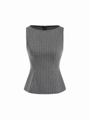 Stripe Boat Neck Tank Top