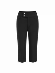 Low Rise Metal Button Straight Leg Capris