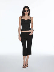 Sweetheart Neck Lace Trim Slim Corset Cami Top