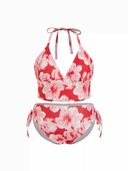 Halter Neckline Floral Tie Side Tankini Set Curve & Plus