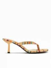 WOVEN FLIP-FLOP KITTEN HEELED SANDALS