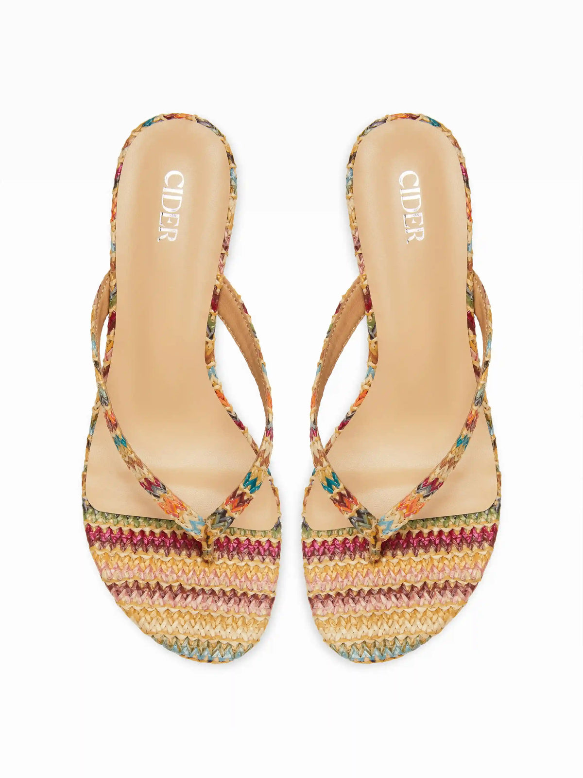 WOVEN FLIP-FLOP KITTEN HEELED SANDALS