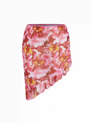 Sweetheart Floral Tie Side Bikini Set with Cover Up Skirt Curve & Plus