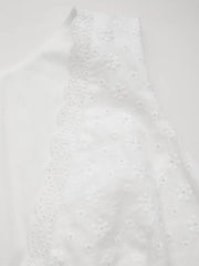 Cotton-blend Sculptural V-neck Broderie Anglaise Floral Lace Trim Button Midi Dress Curve & Plus