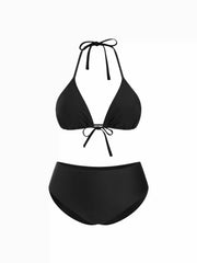 Halter Neckline Triangle Bikini Set with Cover Up Dress Curve & Plus