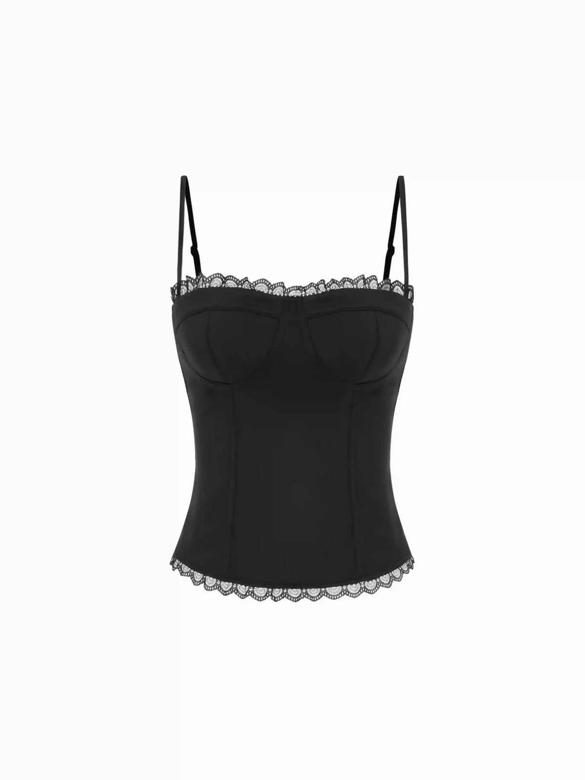Sweetheart Neck Lace Trim Slim Corset Cami Top