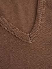 Cotton-blend Ribbed V-neck High Stretch Tank Top