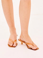SQUARE TOE FLIP-FLOP KITTEN HEELED SANDALS