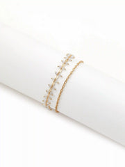 RHINESTONE LAYERED ANKLE CHAIN