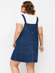 Denim Metal Detail Pinafore Mini Dress Curve & Plus