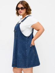 Denim Metal Detail Pinafore Mini Dress Curve & Plus