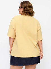 Cotton-blend Fruit Graphic Short Sleeve Oversized Tee Curve & Plus
