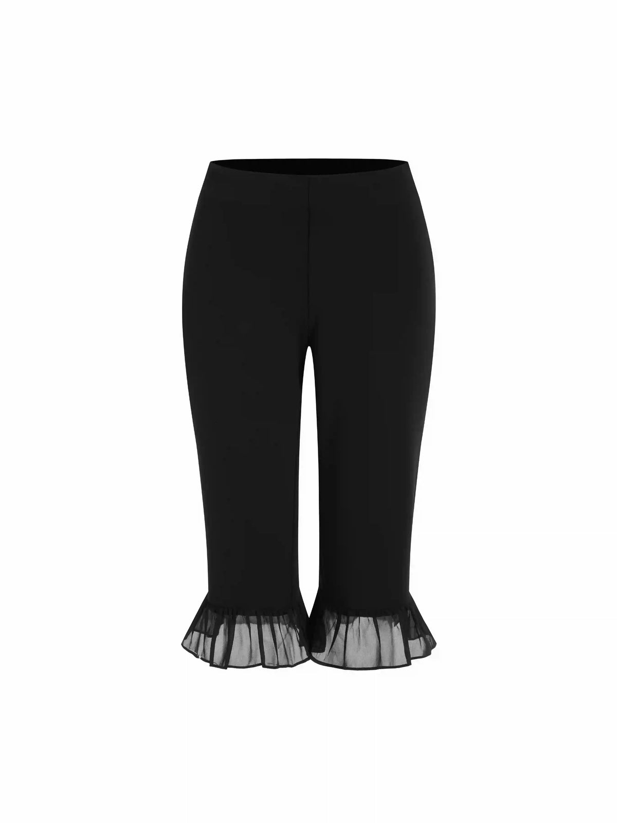 Low Rise Ruffle Hem Capri Pants