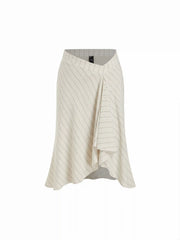 Linen-blend Low Rise Draped Asymmetrical Midi Skirt