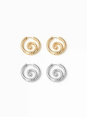 2 PAIRS SPIRAL HOOP EARRINGS SET