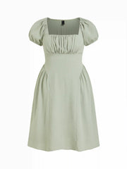 Square Neck Puff Sleeve Ruched Milkmaid Maxi Dress Curve & Plus
