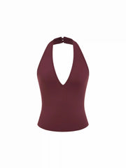 High Stretch Halter Neckline Backless Slim Tank Top